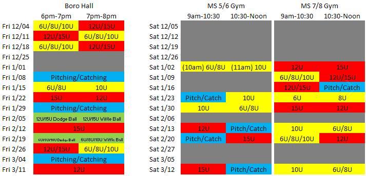 General and Miscellaneous Business New Misc Business The Open Gym schedule has been formulated as shown below.