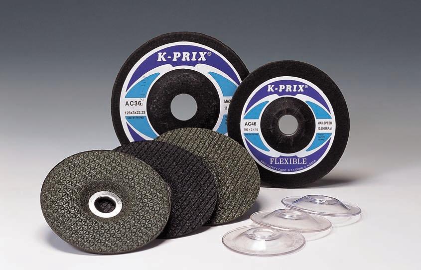 K-PRIX means the combination of quality, cost and service... FLEXIBLE GRINDING WHEELS K-PRIX Flexible grind wheel made by an excellent technology, is the wheel of renovating a new image of flexibility.