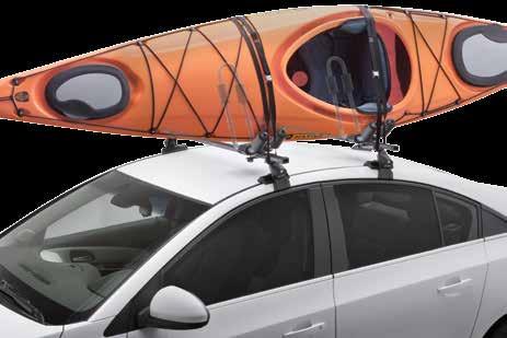 stern tie downs and two load straps Accommodates kayaks up to 36" wide and 75lbs Fits SportRack Roof Rack