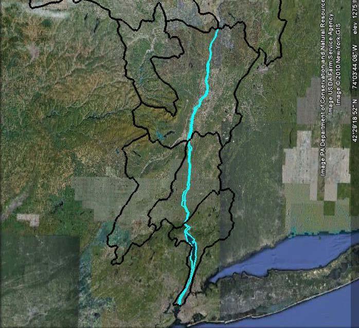 Hudson Estuary: 153 miles from The Battery to Troy NY Total Hudson Watershed 13,400 sq miles of which 4982 sq miles contribute