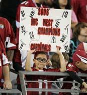 Banners & Signs Cardinals fans are encouraged to show their support and may bring handheld signs to University of Phoenix Stadium, provided they are football related and in good taste as determined