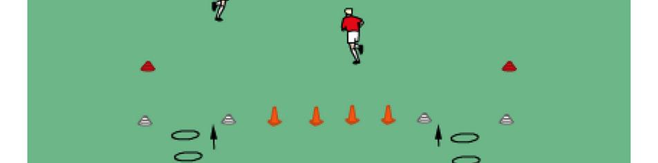 ball. Once a cone has been knocked over the player must pick up the cone and place it with their teams set of cones.