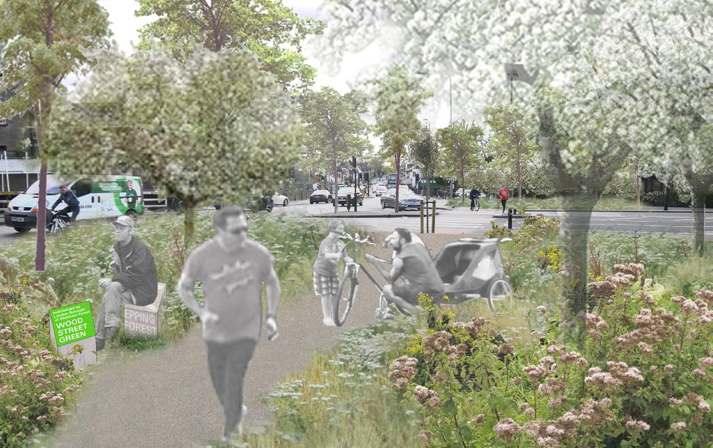 Section H: public space projects Project two: Pond Project three: Wood Street corner The proposal seeks to connect the urban Lea Bridge Road area to Epping Forest, and along with other proposals,
