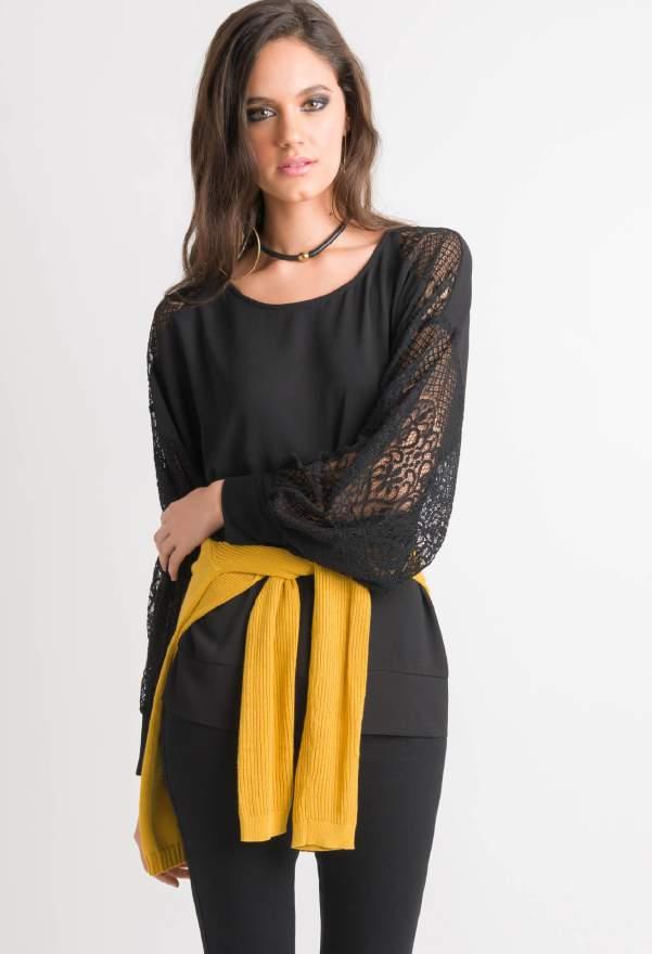 PANT RIGHT: W010818 - LACE SLEEVE TOP /
