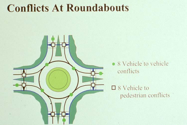 Roundabouts are safer 32 vehicle-tovehicle conflicts 24