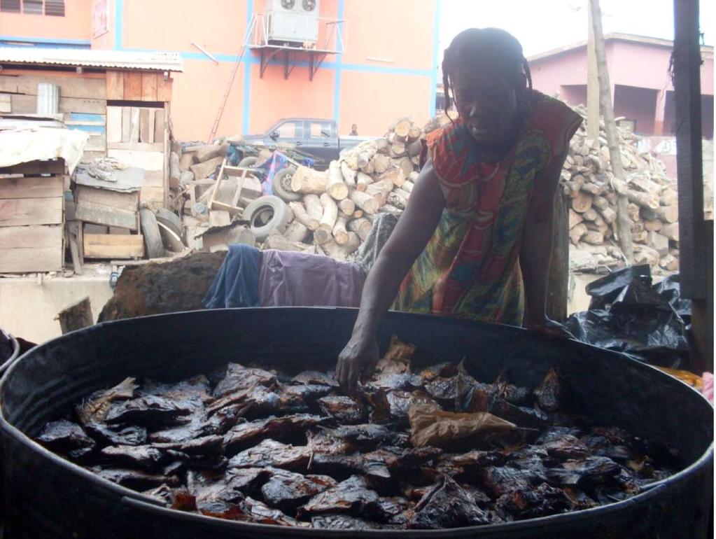 Plate 1: In Kumasi, smoking as main processing