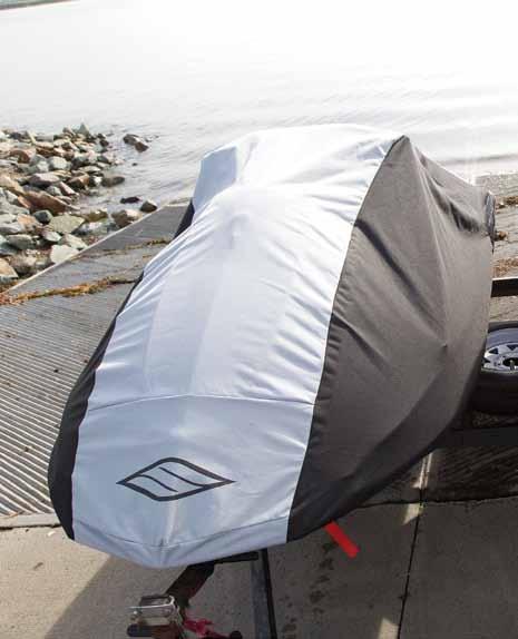 PWC COVERS Specific Fit Covers - Heavy-duty 600D poly-nylon construction with PVC backing to repel water - Non-scratch corrosion-free access zippers for wetsuit and vest storage - Reinforced trailer