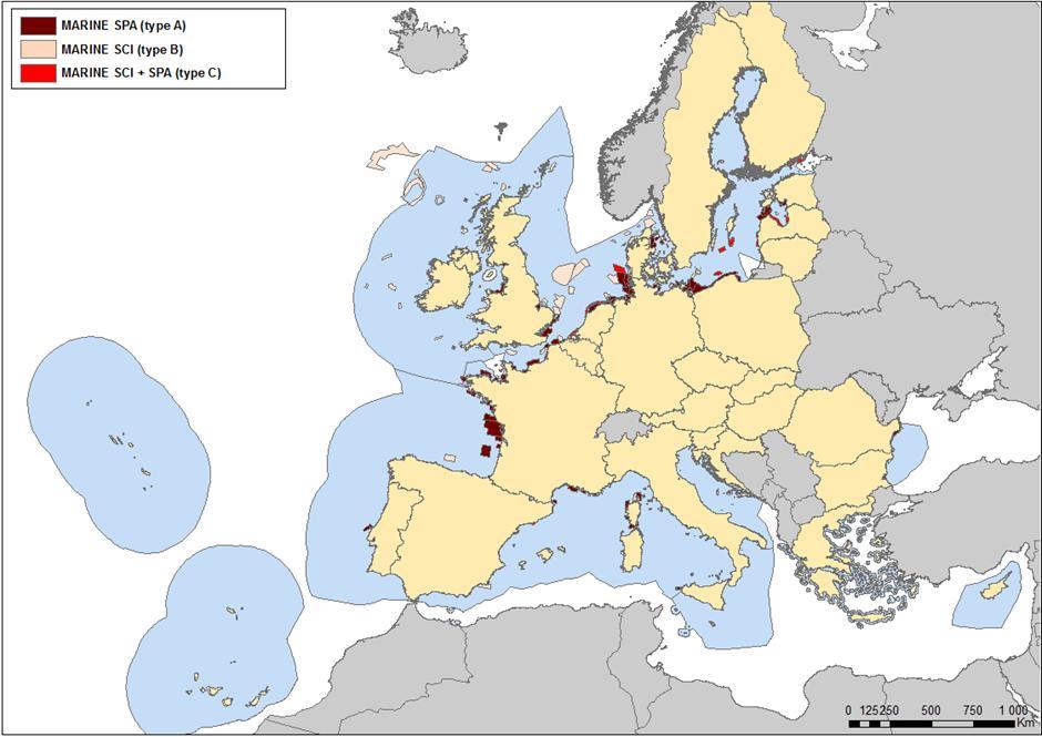 T3:Regional integration Marine region Area of Natura 2000 sites per Region (km²) Number of sites Marine Atlantic 165155.57* 2453* Marine Baltic 45888.67 1479 Marine Black Sea 2877.