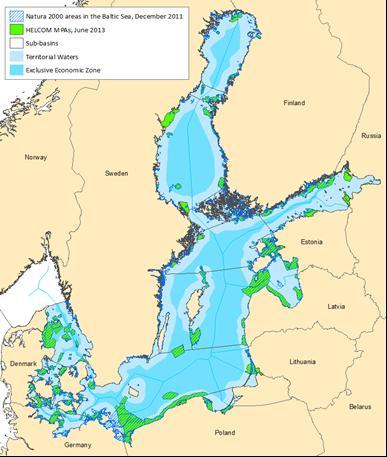 Overlap of marine Natura 2000 sites and Baltic Sea Protected areas (HELCOM MPAs).