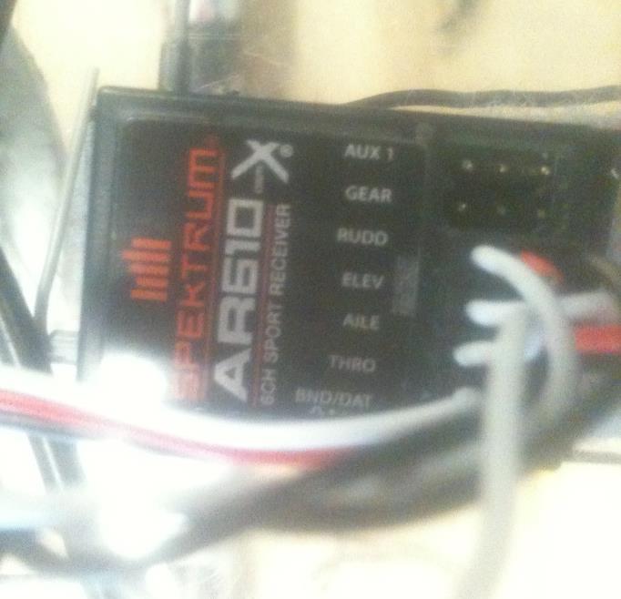 Have ESC signal wires connected to Throttle and Elevator channel Figure 16 Receiver with ESC and Servos Plugged in 3.
