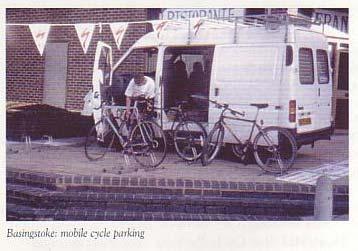 the mechanical condition of bikes. The van was also used to provide parking at special events. Initial reaction was good, although the number of bikes parked each week subsequently declined.