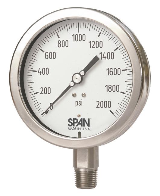 SPAN Process Gauges SERIES #20 INDUSTRIAL PROCESS GAUGE 4 1 2", 6" and 8 1 2" SIZES (For SOLID FRONT SAFETY PROCESS GAUGES, see Pages 12-13) This series is designed for the rugged applications of