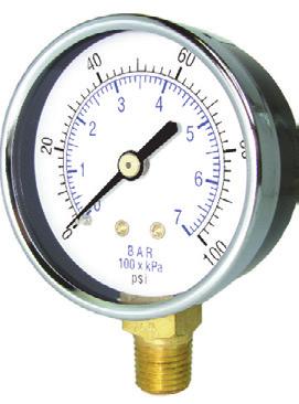 Steel Case Economy Gauges Dry Steel Cased Pressure Gauge 1.5, 2.0, 2.5 and 3.5 Overview These gauges are designed for use with gas, oil and water or any media not corrosive to brass or bronze.