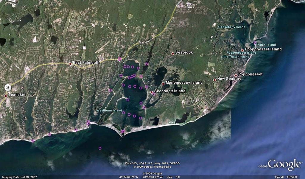 A major experiment was conducted in the Waquoit Bay in November-December, 2009.