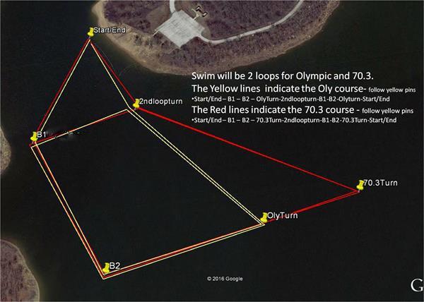 Olympic Swim Course The swim is an open water swim in Birch Lake. Kayaks and boats will be in the water to provide support. The swim will start in waves every 2-3 minutes.