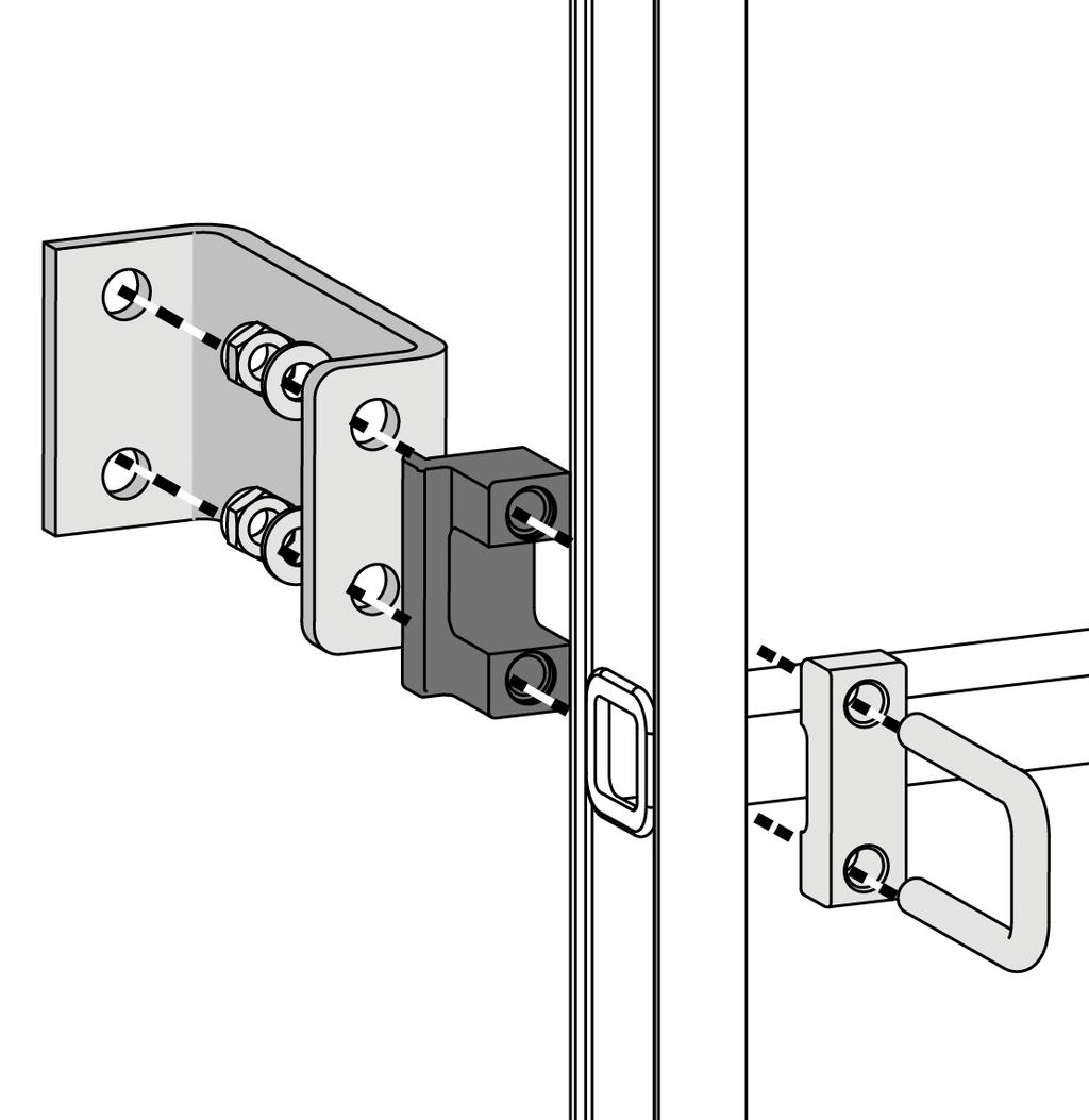 7. Assembly 7.8 Equipotential bonding Equipotential bonding using special conductive rung adapters 1. Screw the wall bracket to the screw tab.