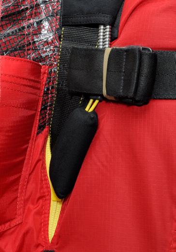 Securing the bungees on the inside of the MLW usually results in the zippers being closer, and the hole being smaller. Keep zippers close against MLW webbing. Handles completely exposed.