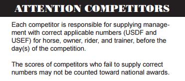 REGISTRATION PAPERS: In order to credit exhibitors with their proper points toward Reg'l and Nat'l.