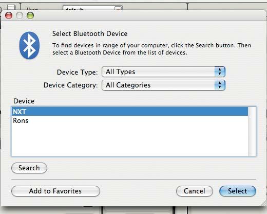 Using Bluetooth 3 Click Scan. The Bluetooth device window pops onto the screen. 4 A list of devices appears in the Select Bluetooth Device window on the screen.