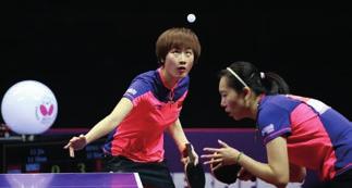the fourth game they went ahead 7-5. Danger signs were looming for Liu Shiwen and Zhu Yuling; they called Time Out.