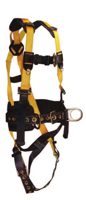 Spec Sheet for 7035L (Large) Journeyman Full Body Harness Three D-ring s (Fall Arrest and Positioning) 5-Point adjustability 9-Position, heavy-duty tongue buckle leg straps 10 StayPut shoulder pads 6