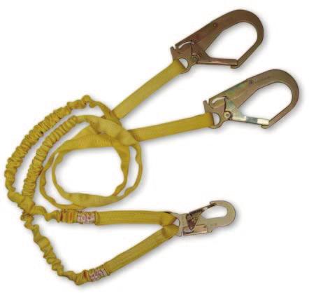 Spec Sheet for 7259Y3 Internal Shock Absorbing Lanyard Y -leg lanyard for fall arrest and 100% tie-off Anchorage end rebar hooks have a 2.