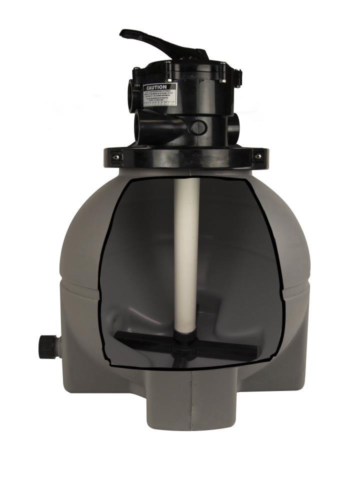 SAND FILTER (TANK ONLY) BREAKDOWN Liberty 15 and Patriot 16, 22 and 24 (with 6-way Valve shown) 8 8 6 5 4 4 2 3 1 Ref # Part # Description # Req 1 MLC-F91-FBBK Universal Sand Filter Base 1 2
