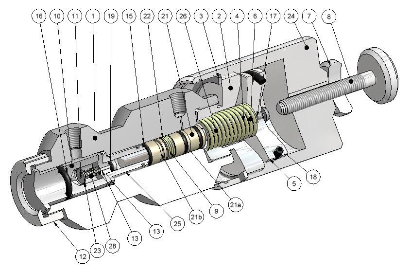 9.5 To remove the Actuator Cylinder and Block from the Sampler Body. The Actuator Cylinder and Block are threaded into the top of the Main Body.