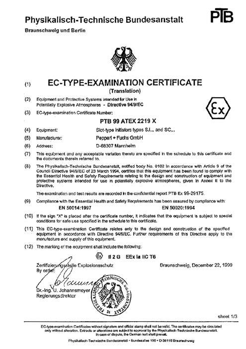 949/03) Figure 5: ATEX certificate for