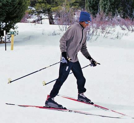 SKI TOURING AND SNOWSHOEING Snowplow Turn Influence the direction and speed of your descents with snowplow turns. Position the skis in the shape of a V the snowplow and lean on the skis inside edges.