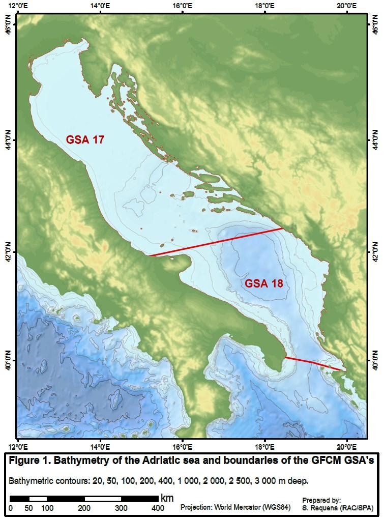 1. Brief introduction to the Adriatic Sea The Adriatic Sea is a semi-enclosed basin within the larger semi-enclosed sea constituted by the Mediterranean, it extends over 138000 and is characterised