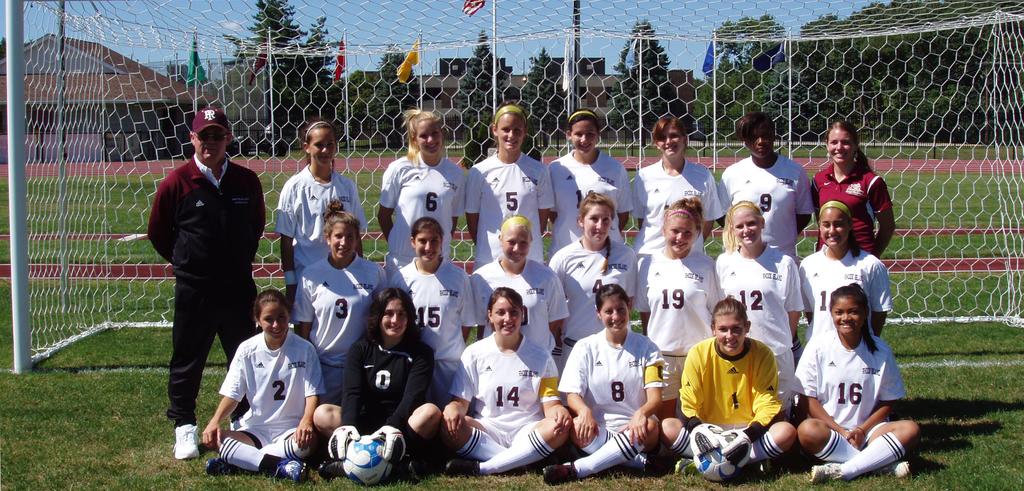 The 2010 Rhode Island College Women's Soccer Team Front Row (left to right): Amanda Nanni, Maddie Pirri, Jenna Childs, Alicia Lardaro, Abygayle Fisher, Cassy Arines.