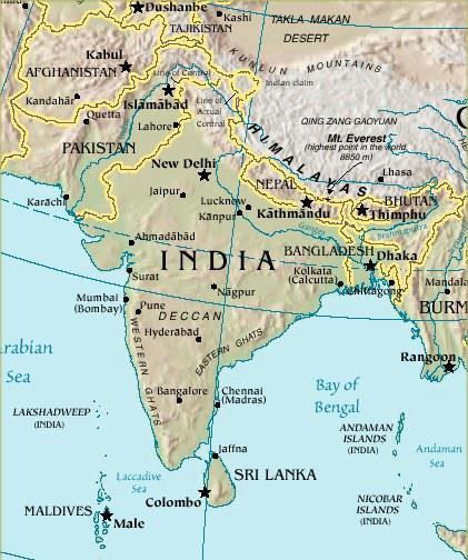 Great Rivers of the Indian Subcontinent Origins in the Himalayas Indus River flows southwest through Pakistan, into the