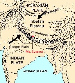 Himalaya Mountains 50 million years ago, the Indian subcontinent was an island east of Africa.