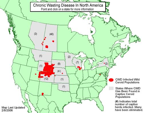 APPENDIX B: Map Chronic Wasting Disease in North America For Current Map