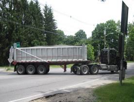 High volumes of heavy truck traffic were witnessed on the Rte.