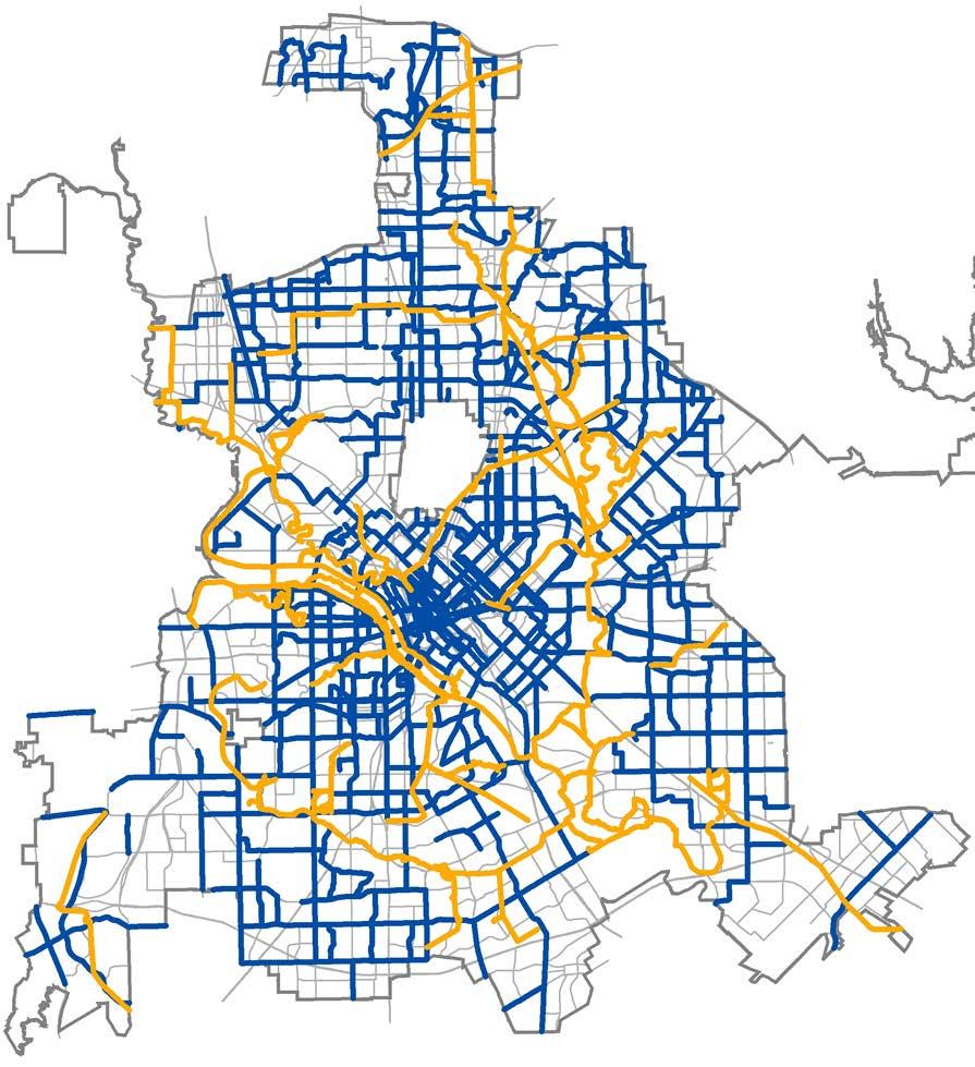 Overview of the Dallas Bike Plan On-Street Facilities Trails Adopted in 2011 Primary Goals Provide clearly demarcated space on roadways for bikes, with street surface markings, striping or