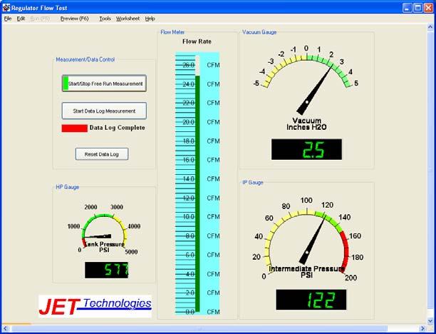 3. Select Flow Test Stand from the Windows status bar to display the main instrument panel as shown below. 4.