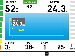 2m (4ft) within 3 minutes, ICON HD resumes the dive and updates the dive time to include the time spent on the surface.