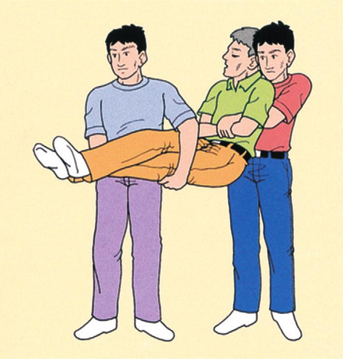 2 How to move someone in pairs One method is for one person to carry the person's legs and