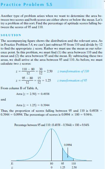 Finding the Raw Score given the Area know the area and want to determine the corresponding score + ie: find the raw score that divides the distribution of aptitude scores such that 70% of the scores