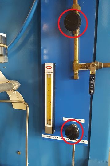 On the first day of the lab: Calibrate the feed rotameter; use the feed control valves to adjust the feed flow rate (see Figure 6).