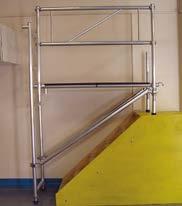 against the wall Place one end of platform onto the ladder frame with opposite end spanning to top of the stairs.
