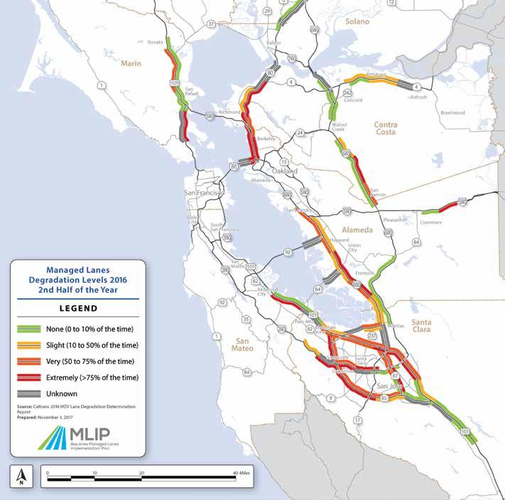Congested carpool lanes are slowing us down Nearly half of the Bay Area s carpool lanes are very or extremely degraded Traffic congestion in the Bay Area is skyrocketing.