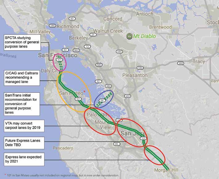 Studies are already underway to create a continuous express lane on 101, and on the Dumbarton Bridge 6 The 101 corridor and Dumbarton Bridge are among the most important and congested corridors in