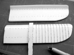 Make a rib template from a manila folder to draw the rib lines (so the end of the template can be bent to conform to the rounded shape of the