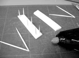 17. Cut two 4-inch (10-centimeter) pieces of balsa for section D and sharpen one end of each.