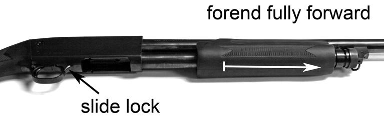 HOW TO CYCLE (OPEN AND CLOSE) THE ACTION As the name indicates, pump shotguns operate by pulling (pumping) the forend back to the receiver to open the bolt (extracting the cartridge in the chamber)