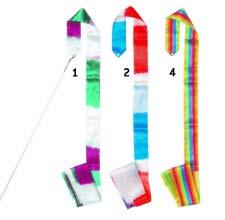 Green, White, Purple Red, White, Blue Rainbow Satin 6 metre ribbon & konic fibreglass wand Design 2500 Price 14 Satin