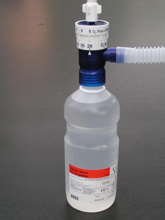 HUMIDIFIED OXYGEN Large volume nebulisationbased humidifiers 1 litre of saline & adjustable venturi valve Useful for long term